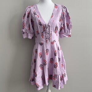 House of Harlow 1960 Lavender Floral Corset Style Lace Up Front Dress size 4